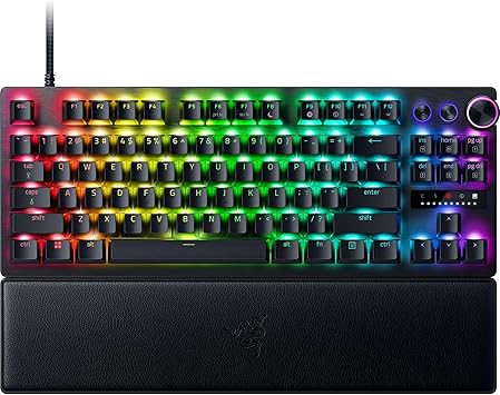 Razer Huntsman V3 Pro TKL Esports Teclado para juegos: interruptores ópticos analógicos - Razer Snap Tap - Disparador rápido - Actuación ajustable - Teclas multimedia y dial - Teclas PBT Doubleshot