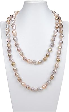 Collares de mujer Joyas Cadena de suéter de perlas barrocas Keshi cultivadas en agua dulce naturales Collar largo Clásico para mujer Accesorios de moda
