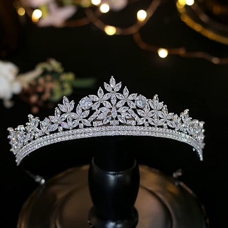 BIEMBI Tiaras de corona para mujer, circonita cúbica, color plateado y dorado, corona nupcial con circonita cúbica, diadema de princesa, diadema de cumpleaños, accesorios para el cabello de boda