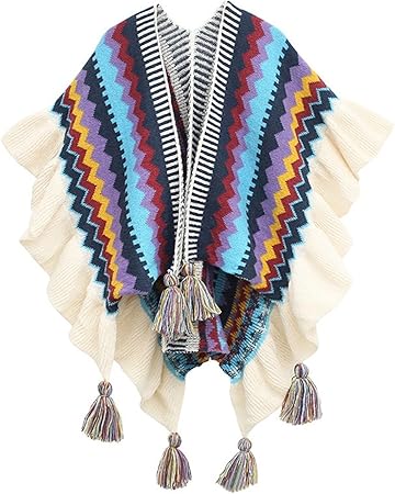 JSEIAJB Ethnic Cape Ladies usan una capa de punto para salidas de moda